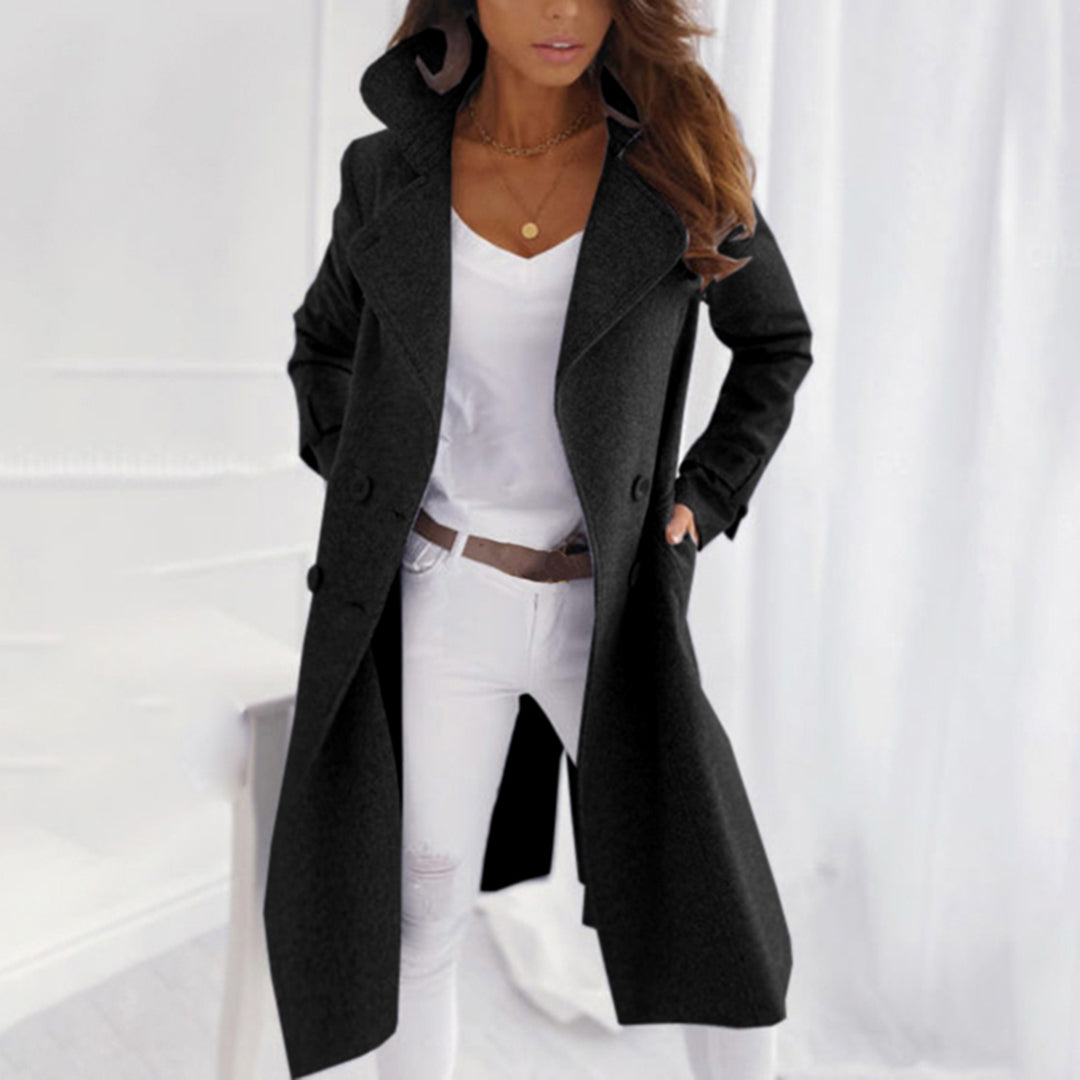 Trench Mi-Long en Polaire pour Femmes avec Col Revers, Coupe Classique
