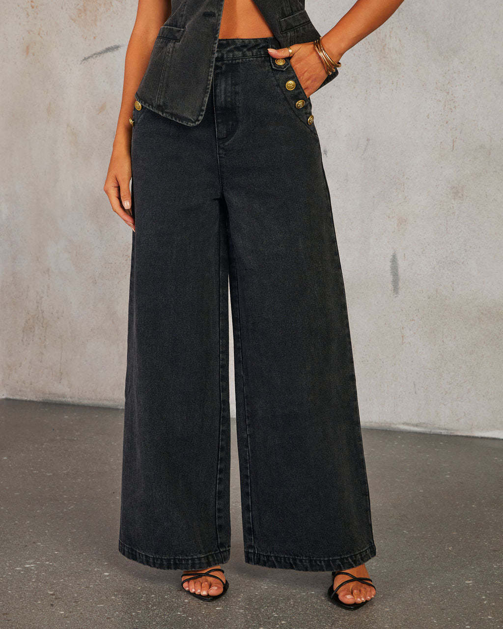 Women's Gilet en Jean Cintré à Boutons Style Taille Structurée