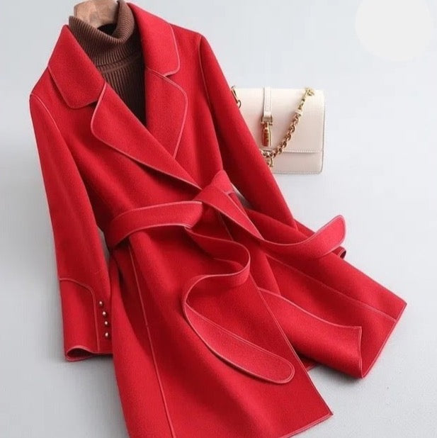 Manteau Long d’Hiver en Laine pour Femmes à Coupe Décontractée