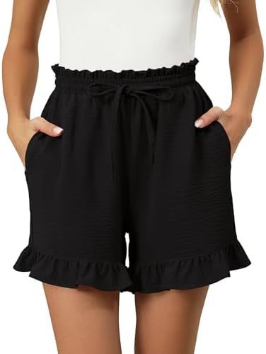 Short en Coton pour Femme – Coupe Décontractée à Carreaux et Volants