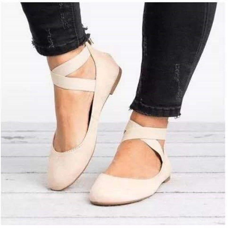 Ballerines en Suédine à Bout Rond avec Bride Élastique pour Femmes