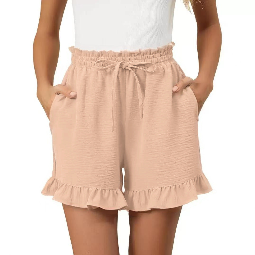 Short en Coton pour Femme – Coupe Décontractée à Carreaux et Volants