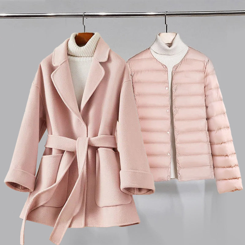 Manteau Ceinturé Femme – Coupe Tailleur – Large Revers – Tenue Formelle Élégante