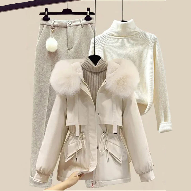 Ensemble Hivernal Femme Trois Pièces – Avec Parka à Capuche