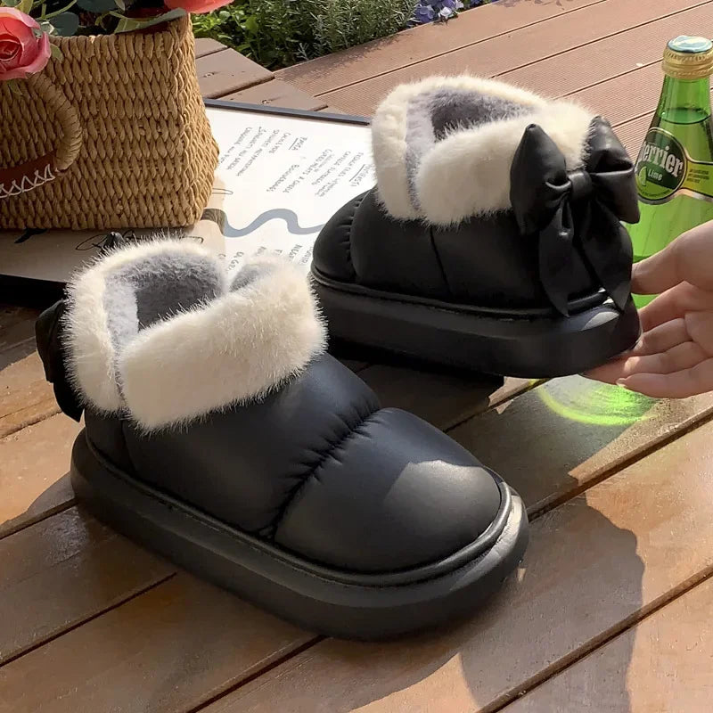 Women's Bottines Décontractées avec Nœud et Doublure Fourrée