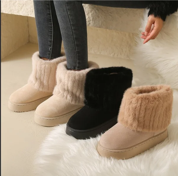 Women's Bottes Luxueuses avec Doublure en Fausse Fourrure