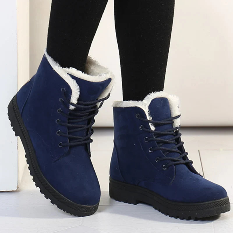Women's Bottes Doublées en Peluche à Petit Talon