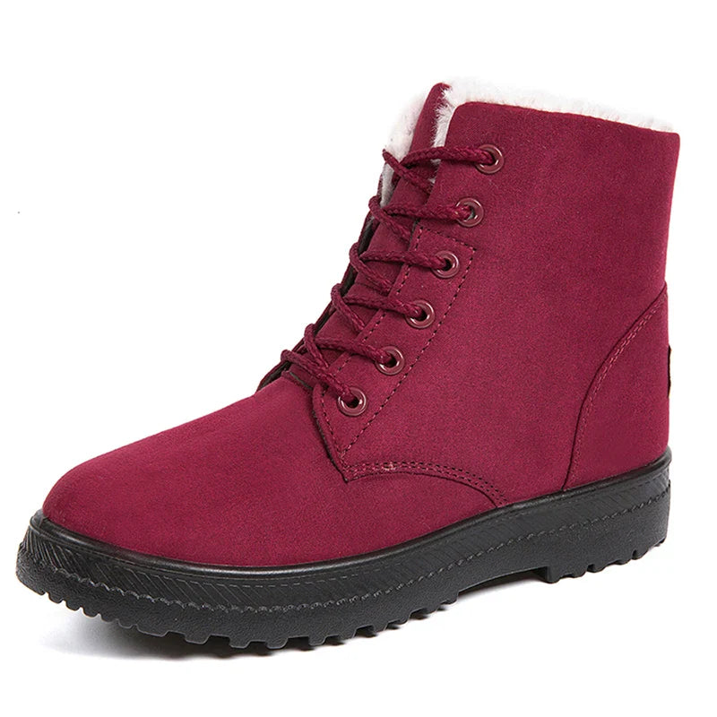 Women's Bottes à Lacets avec Semelle Épaisse et Bout Rond