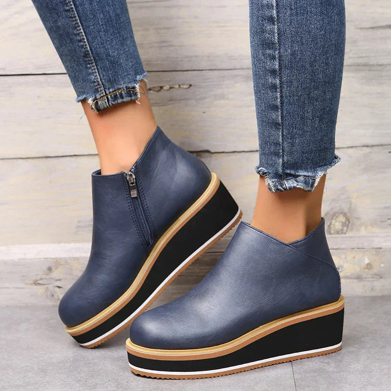 Women's Bottines à Plateforme avec Fermeture Éclair Latérale