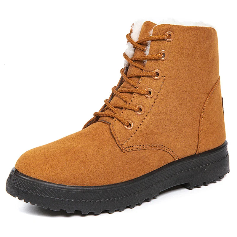 Women's Bottes à Lacets avec Semelle Épaisse et Bout Rond