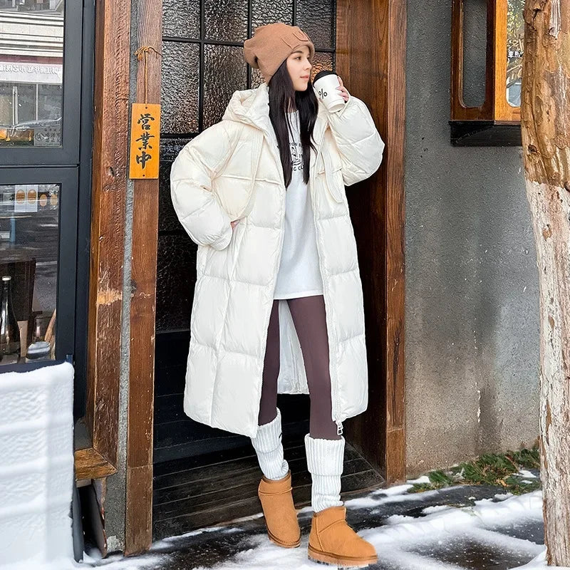 Femme Veste Parka Longue à Capuche pour l’Automne-Hiver