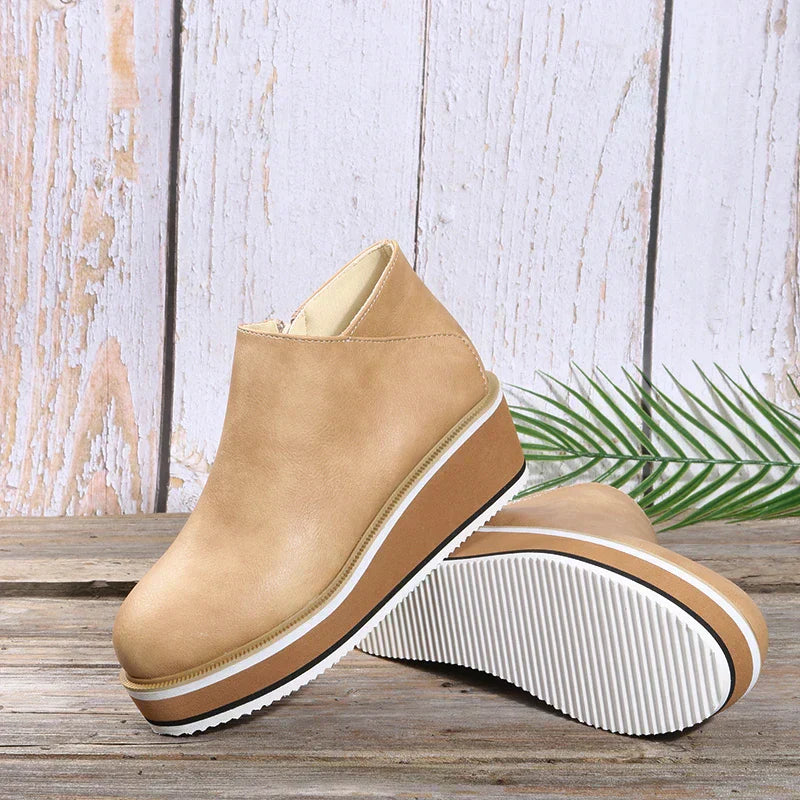 Women's Bottines à Plateforme avec Fermeture Éclair Latérale