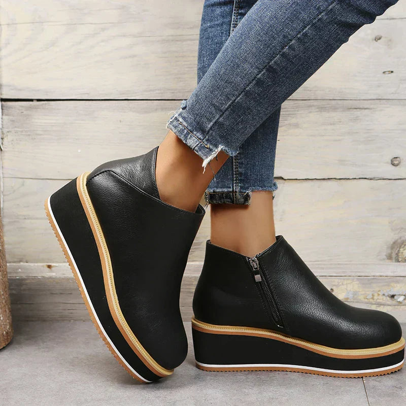Women's Bottines à Plateforme avec Fermeture Éclair Latérale