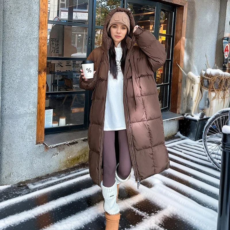 Femme Veste Parka Longue à Capuche pour l’Automne-Hiver