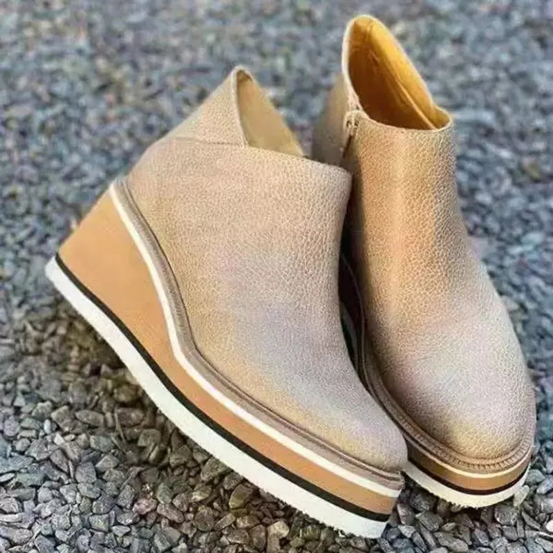 Women's Bottines à Plateforme avec Fermeture Éclair Latérale