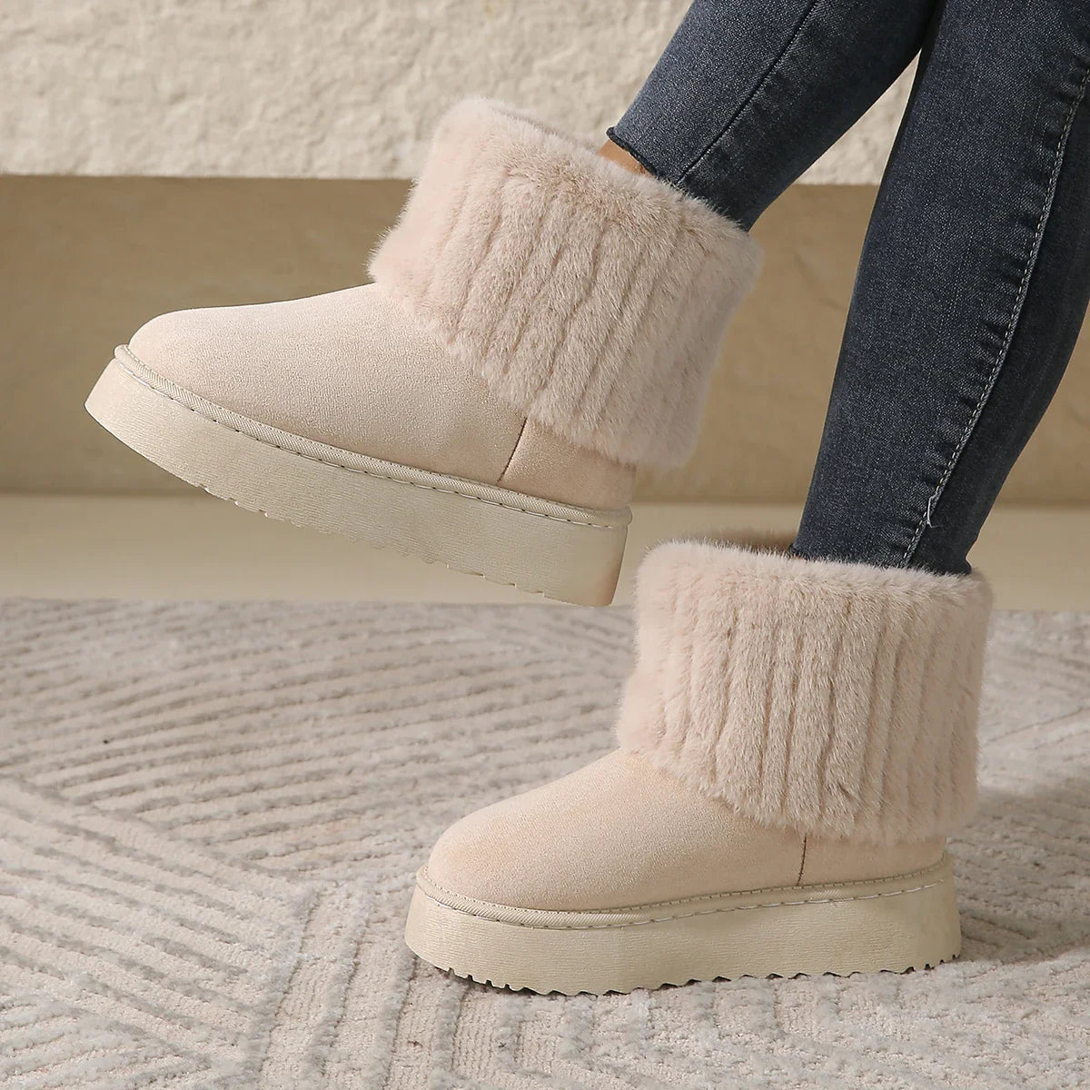 Women's Bottes Luxueuses avec Doublure en Fausse Fourrure