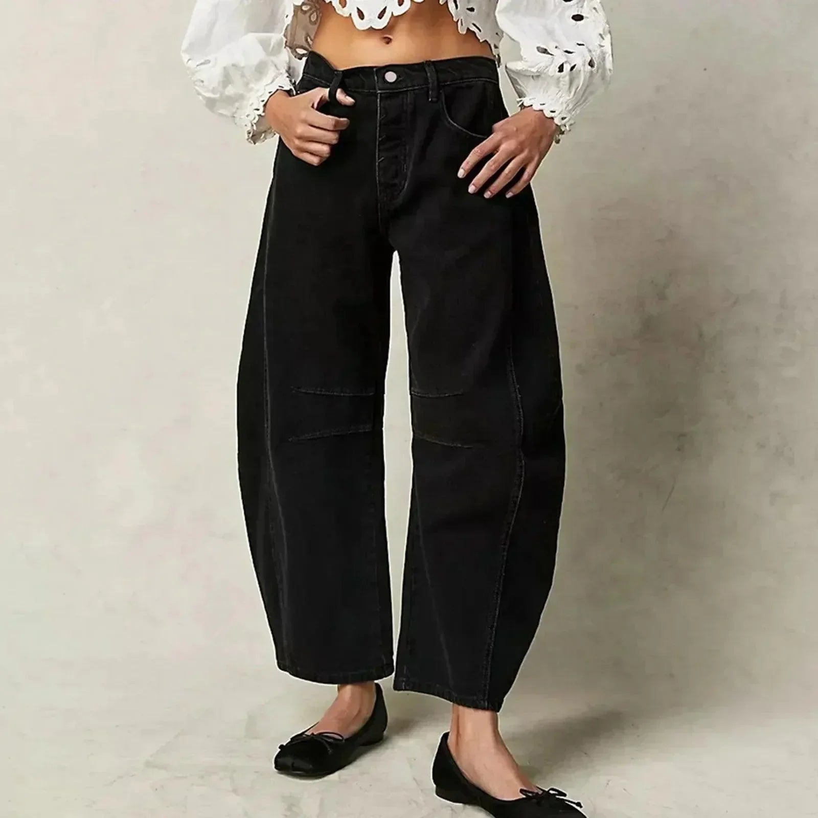 Jean taille haute à jambes larges pour femme