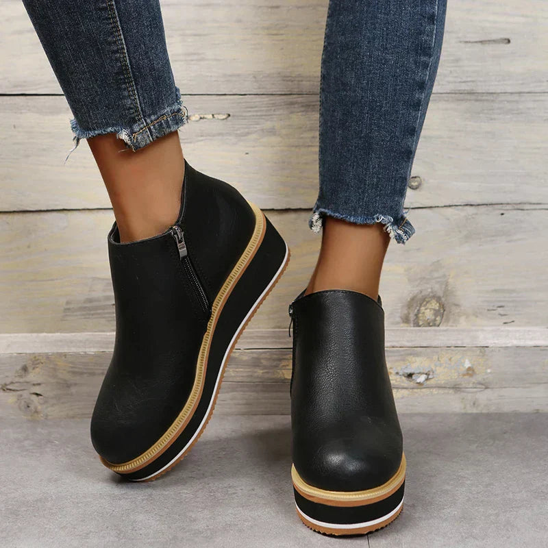 Women's Bottines à Plateforme avec Fermeture Éclair Latérale