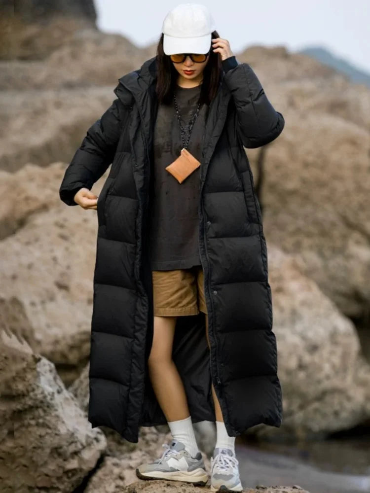 Femme Parka Hivernale Décontractée à Capuche Longue