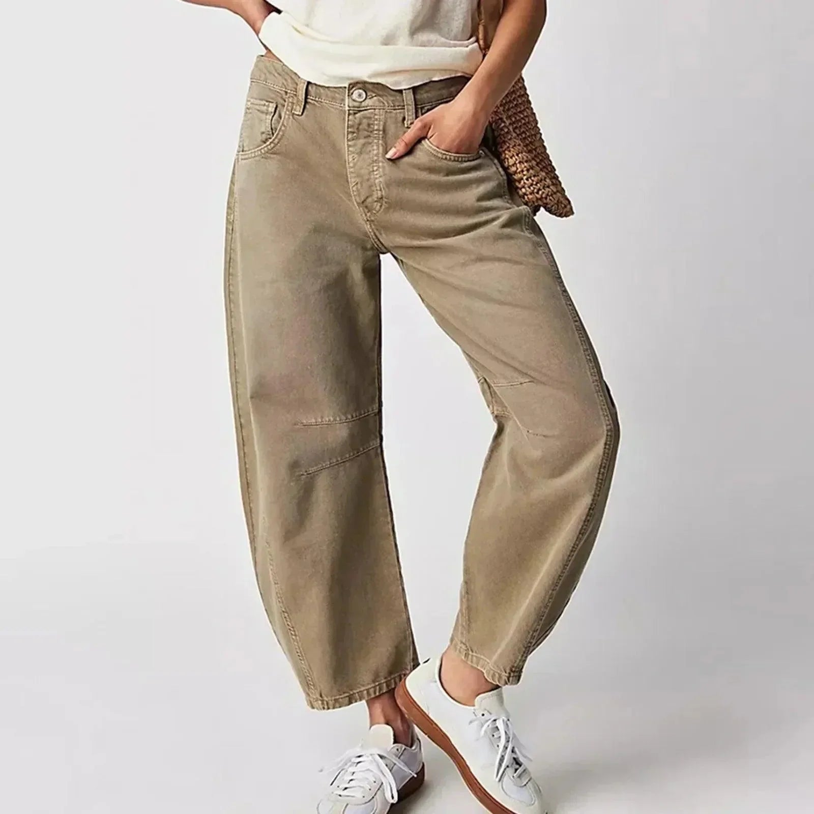 Jean taille haute à jambes larges pour femme
