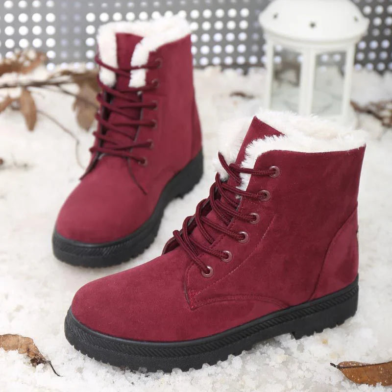 Women's Bottes à Lacets avec Semelle Épaisse et Bout Rond