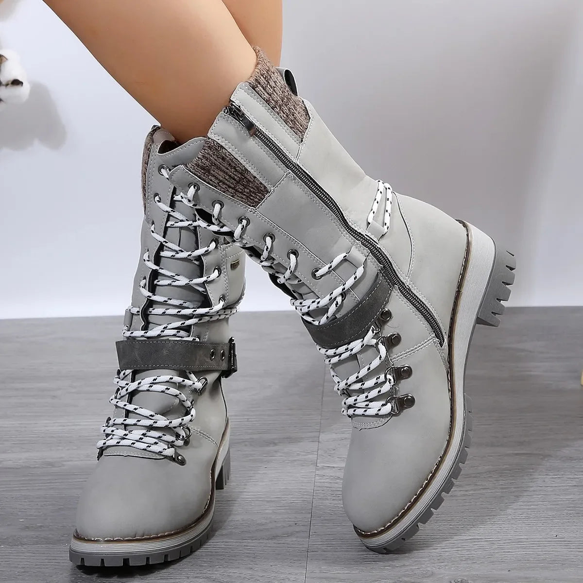 Women's Bottes Décontractées Élégantes avec Fermeture Éclair Latérale