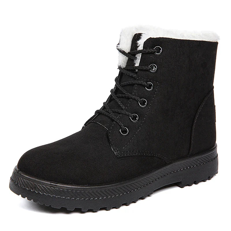 Women's Bottes à Lacets avec Semelle Épaisse et Bout Rond