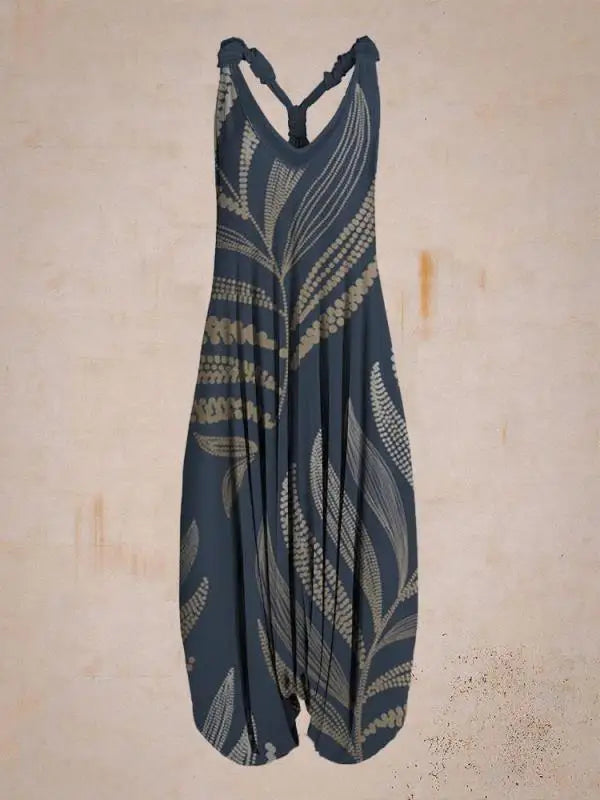 Pour femme - Combinaison bohème à col halter coupe ample style sarouel