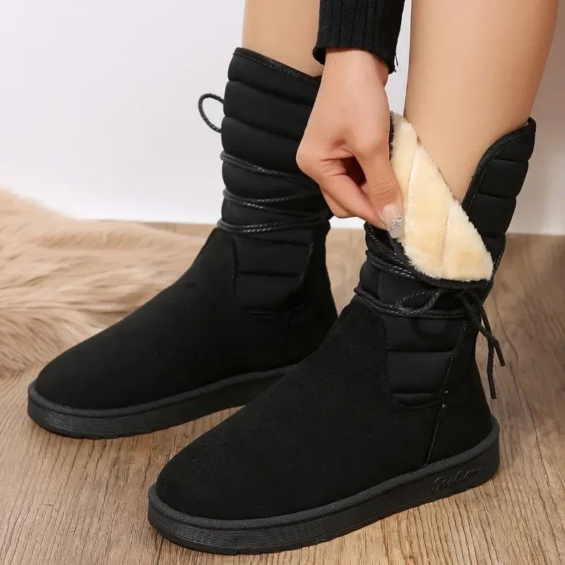 Women's Bottes à Lacets avec Doublure en Fausse Fourrure