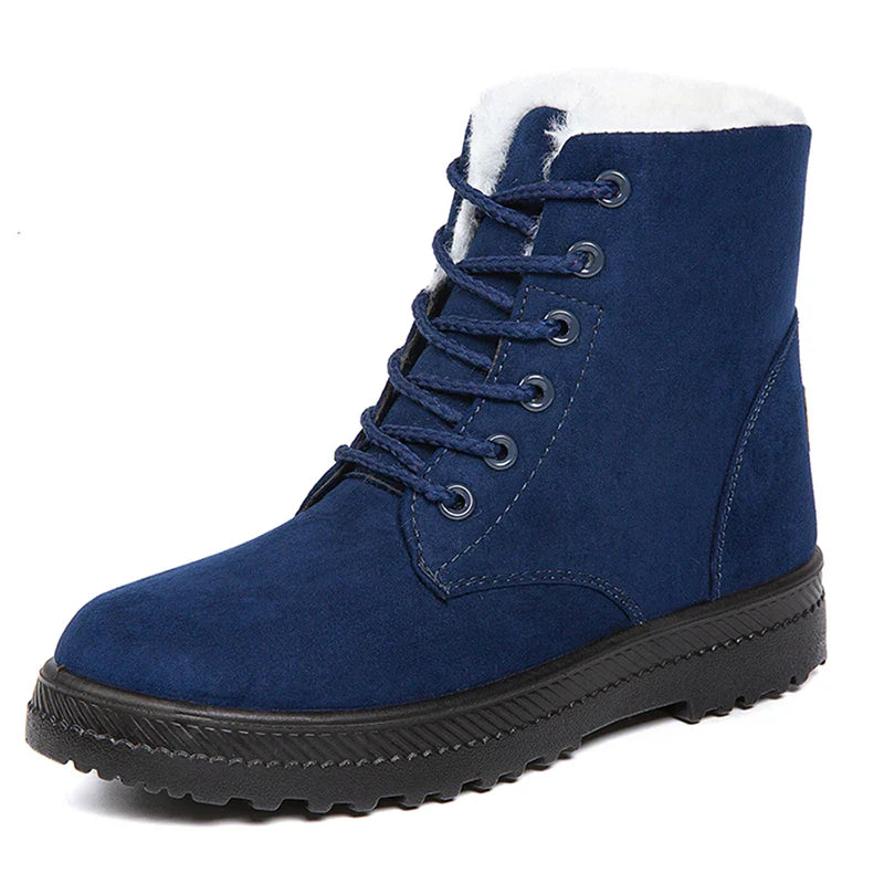 Women's Bottes à Lacets avec Semelle Épaisse et Bout Rond