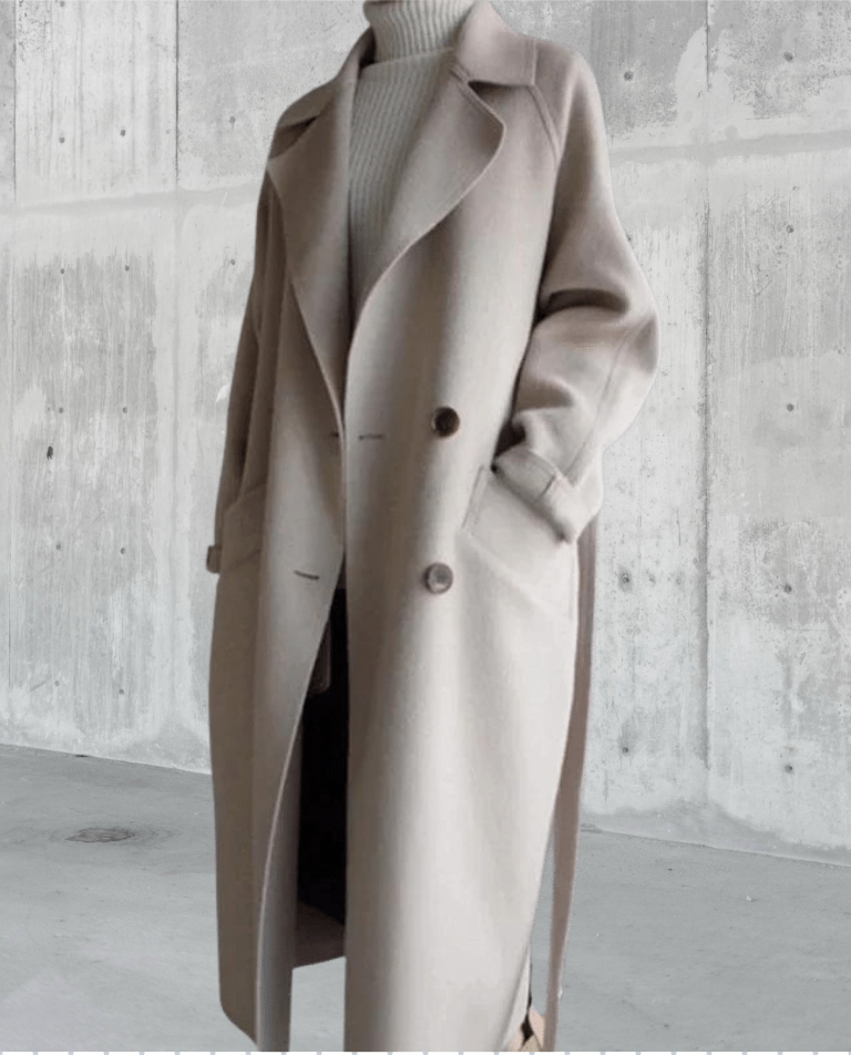 Manteau Oversize pour Femmes Ceinturé avec Col Fin, Coupe Décontractée