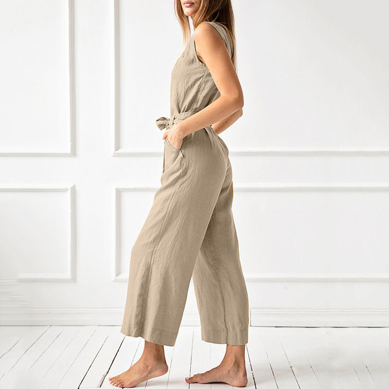 Femme - Combinaison Décontractée à Jambes Larges et Coupe Relax
