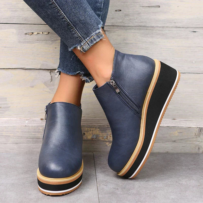 Women's Bottines à Plateforme avec Fermeture Éclair Latérale