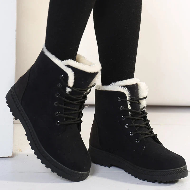 Women's Bottes Doublées en Peluche à Petit Talon