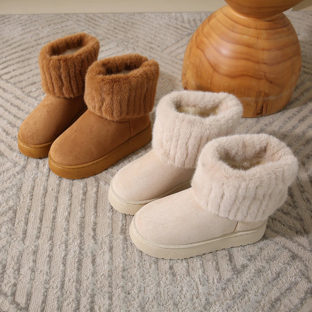 Women's Bottes Luxueuses avec Doublure en Fausse Fourrure