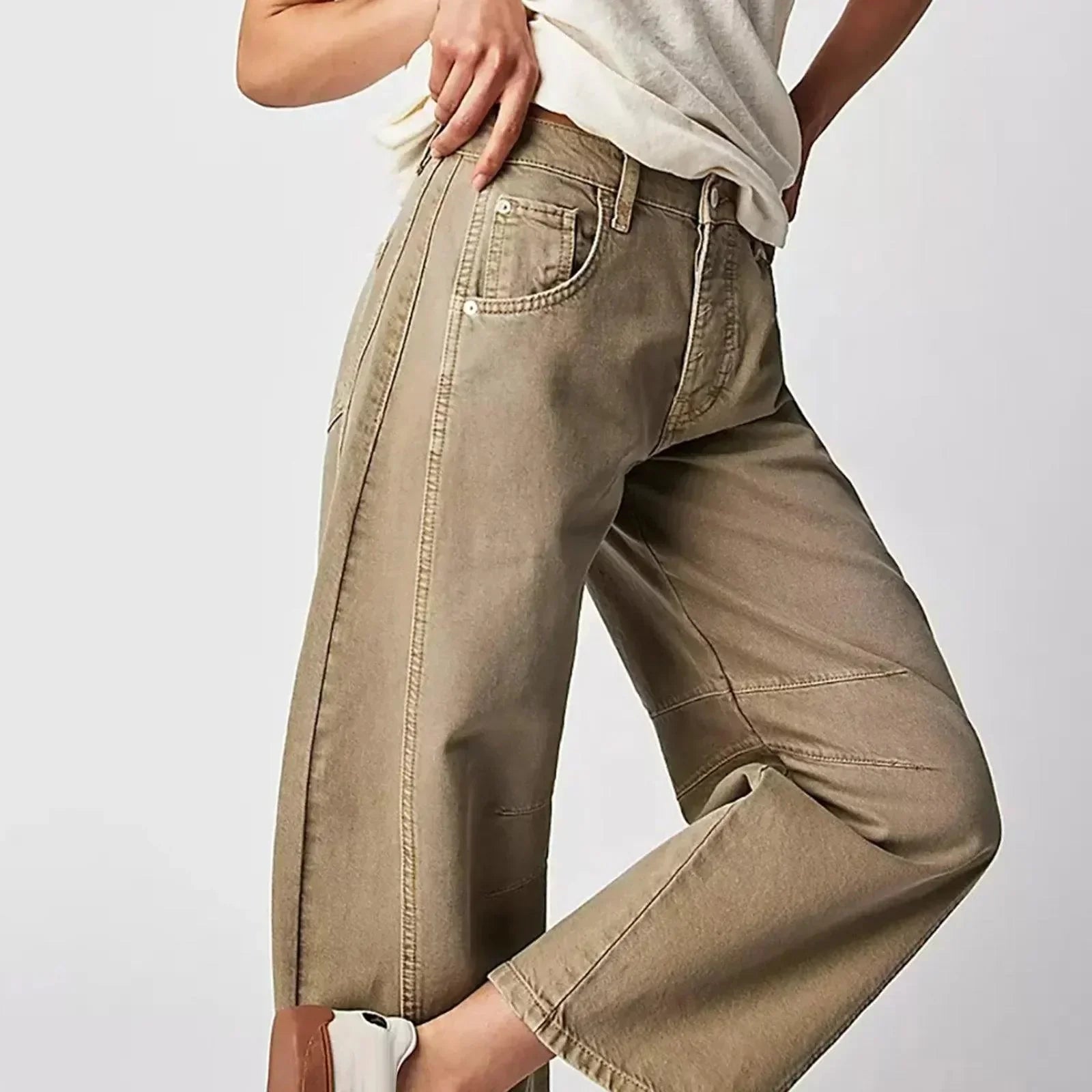 Jean taille haute à jambes larges pour femme