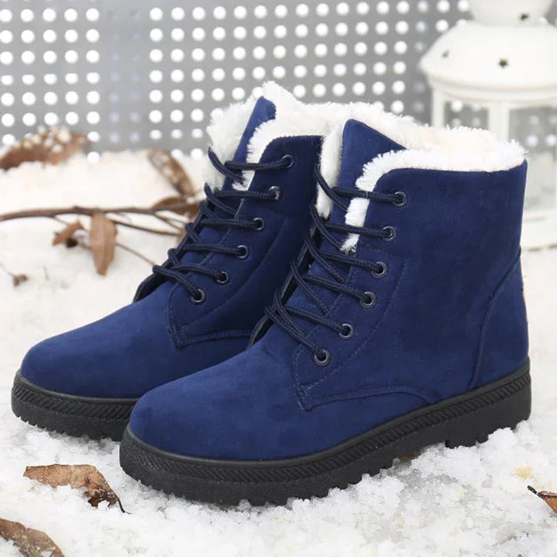 Women's Bottes à Lacets avec Semelle Épaisse et Bout Rond