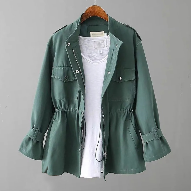Trench Coat pour Femmes à Coupe Décontractée, Zip et Taille Ajustable, Style Utilitaire