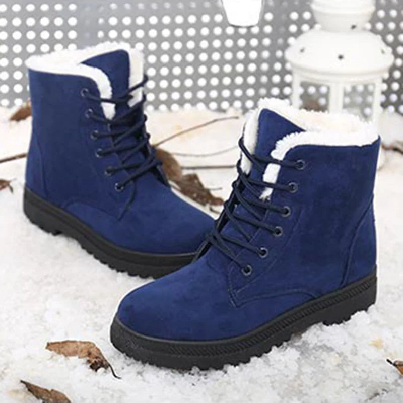Women's Bottes à Lacets avec Semelle Épaisse et Bout Rond
