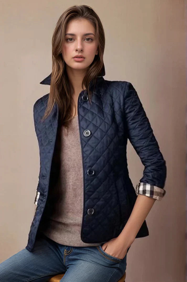 Femme Veste Matelassée Légère à Boutons Style Classique