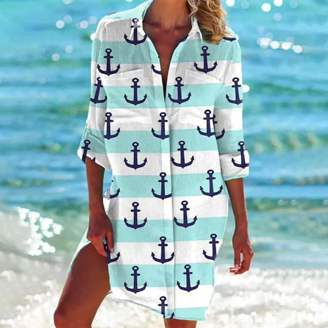 Women's Robe Courte Bohème en Tissu Léger et Col V Décontracté