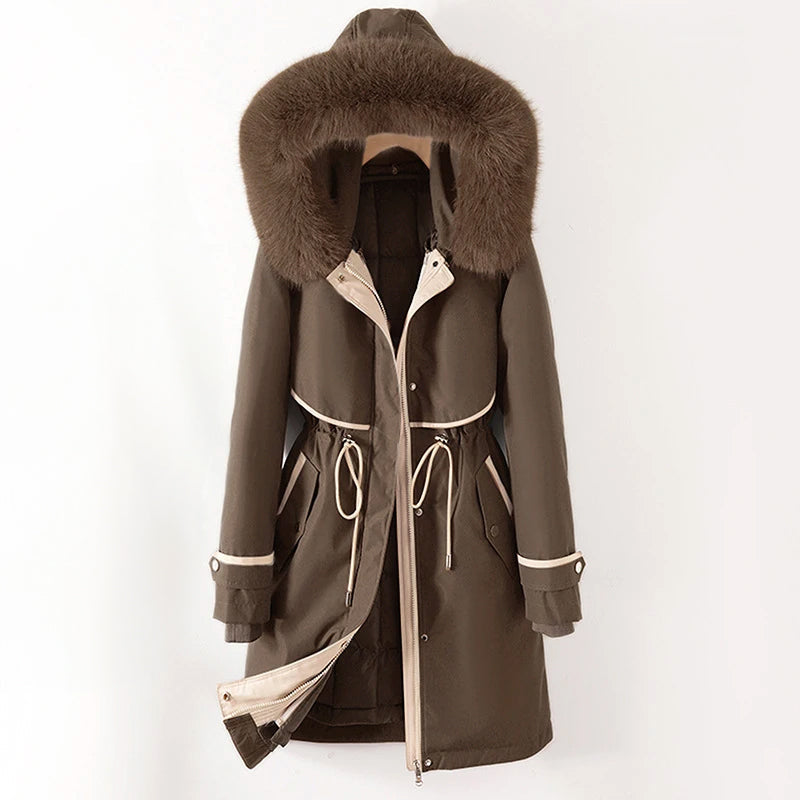 Femme Parka Doublée à Capuche pour un Hiver Tout Confort