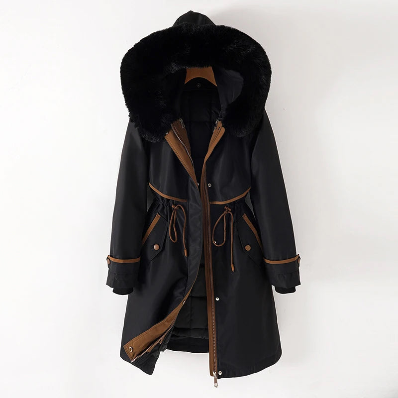 Femme Parka Doublée à Capuche pour un Hiver Tout Confort
