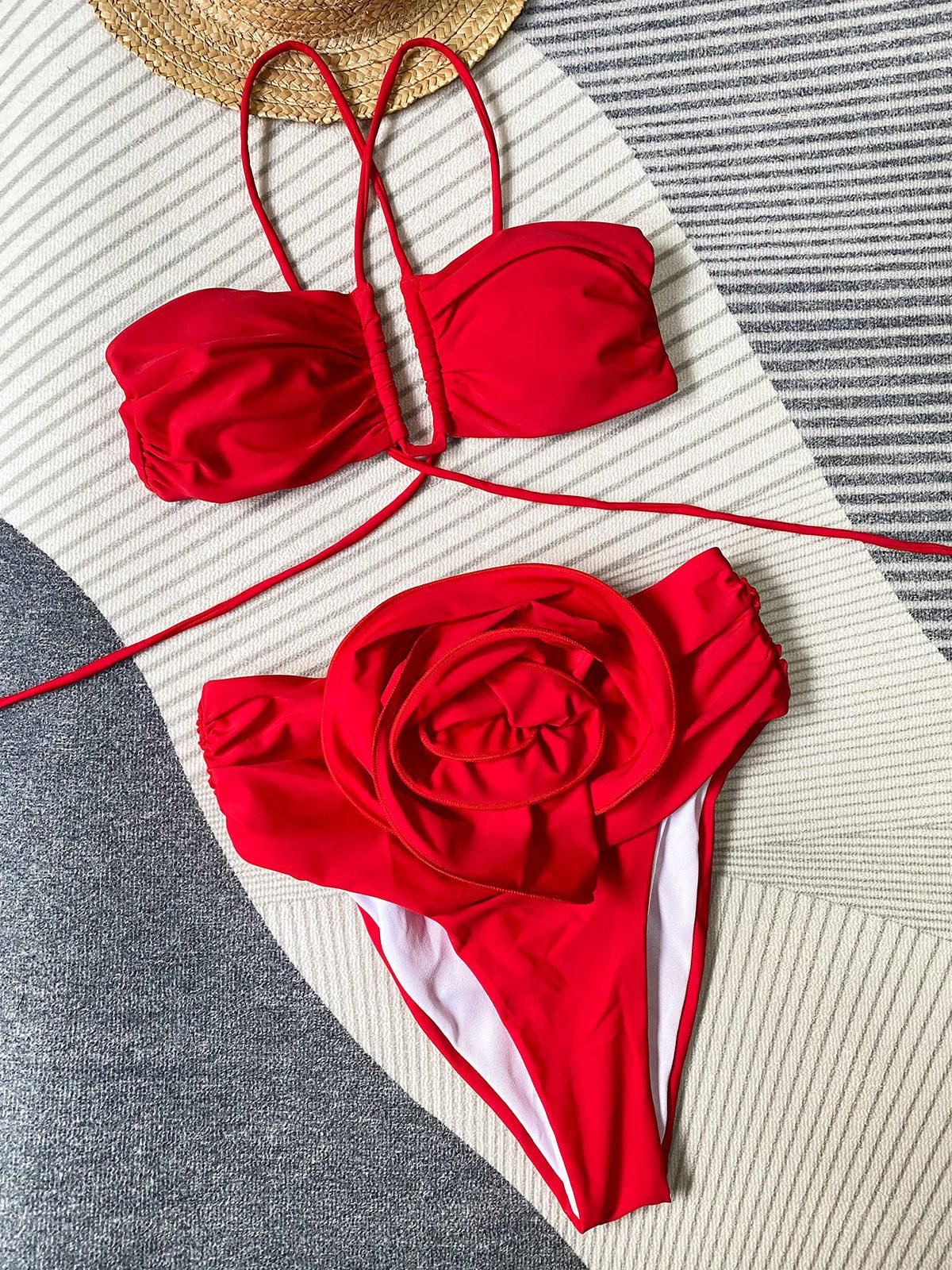 Ensemble de Bain Femme Licou Fleuri pour Plage et Vacances