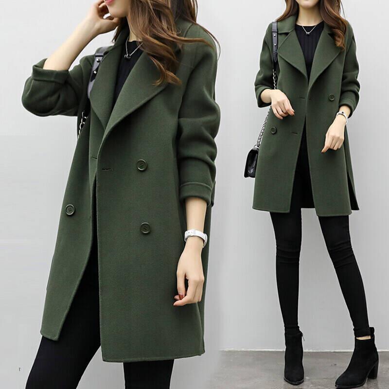 Femme Manteau Long Élégant à Coupe Tailleur