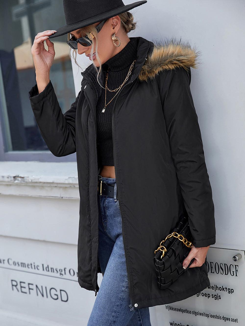 Femme Coupe-Vent Matelassé Décontracté à Capuche