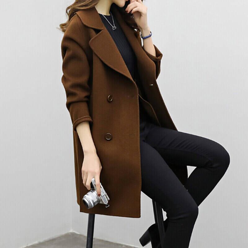 Femme Manteau Long Élégant à Coupe Tailleur
