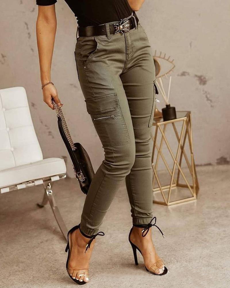 Jogging cargo ajusté confortable avec poches pour femme
