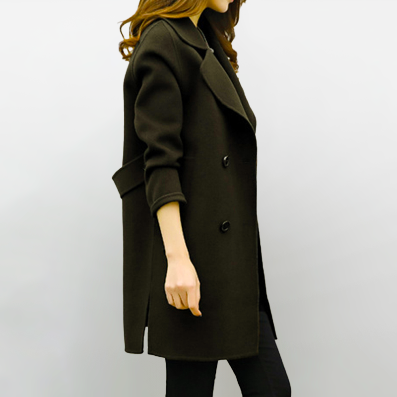 Femme Manteau Long Élégant à Coupe Tailleur