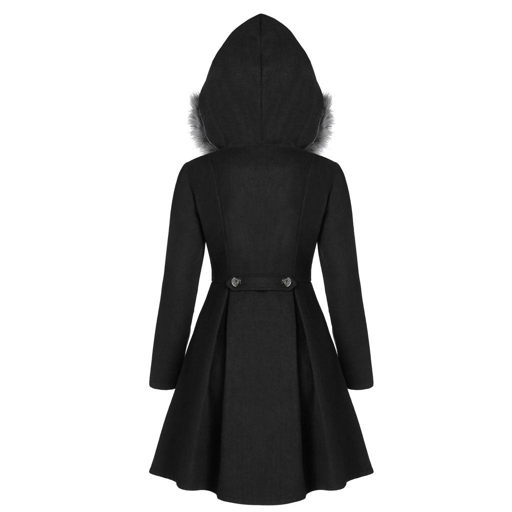 Femme Manteau Croisé à Capuche en Fourrure pour l’Hiver